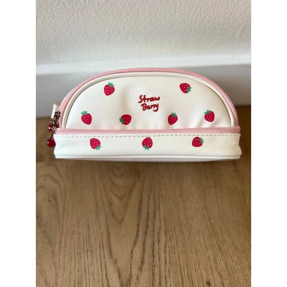 Strawberry Kawaii Double-Layer Pencil Case Pouch